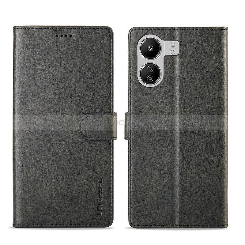 Funda de Cuero Cartera con Soporte Carcasa LC1 para Xiaomi Poco C65 Negro