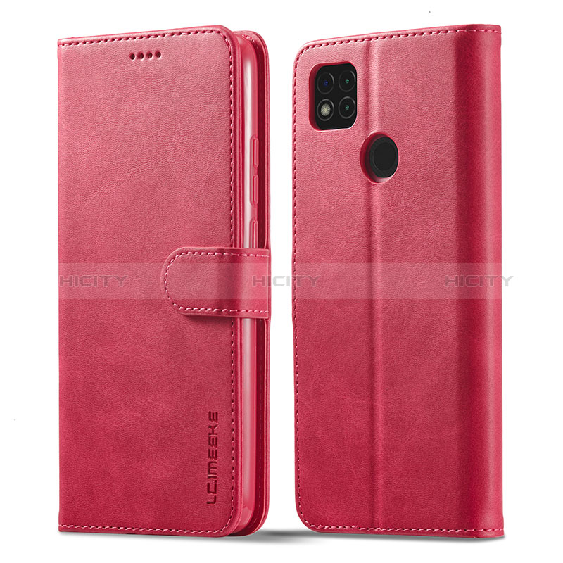 Funda de Cuero Cartera con Soporte Carcasa LC1 para Xiaomi Redmi 9 Activ Rosa Roja