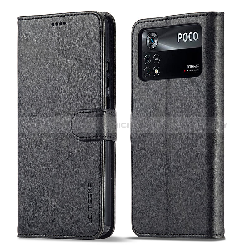 Funda de Cuero Cartera con Soporte Carcasa LC1 para Xiaomi Redmi Note 11E Pro 5G Negro