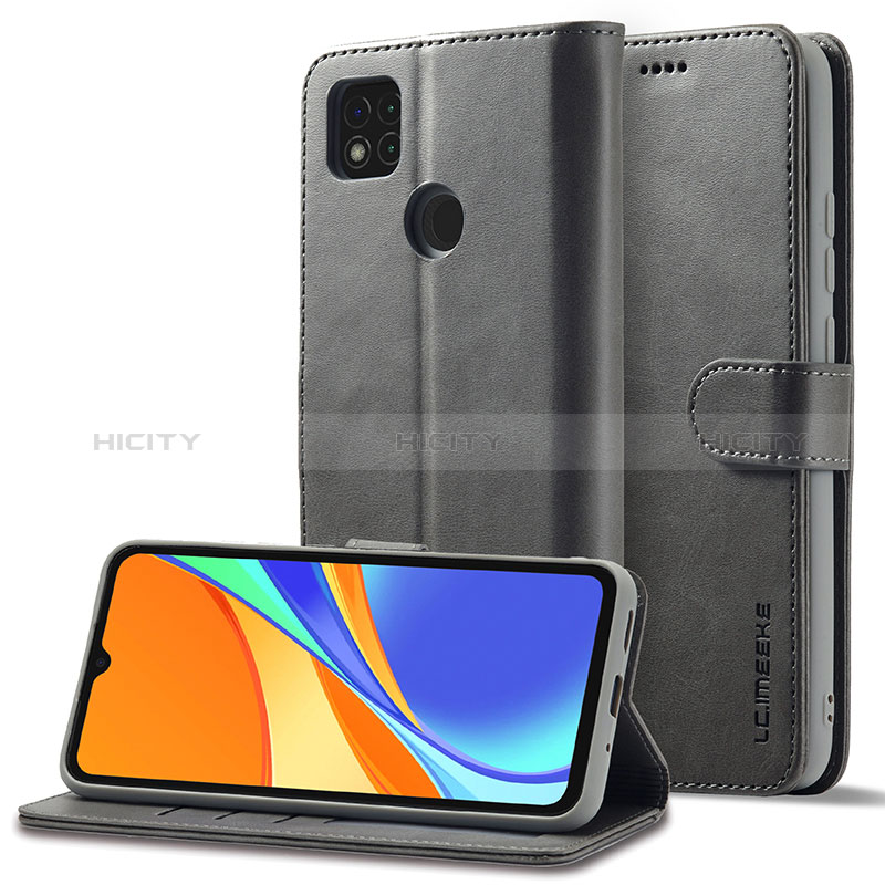 Funda de Cuero Cartera con Soporte Carcasa LC2 para Xiaomi POCO C3 Gris