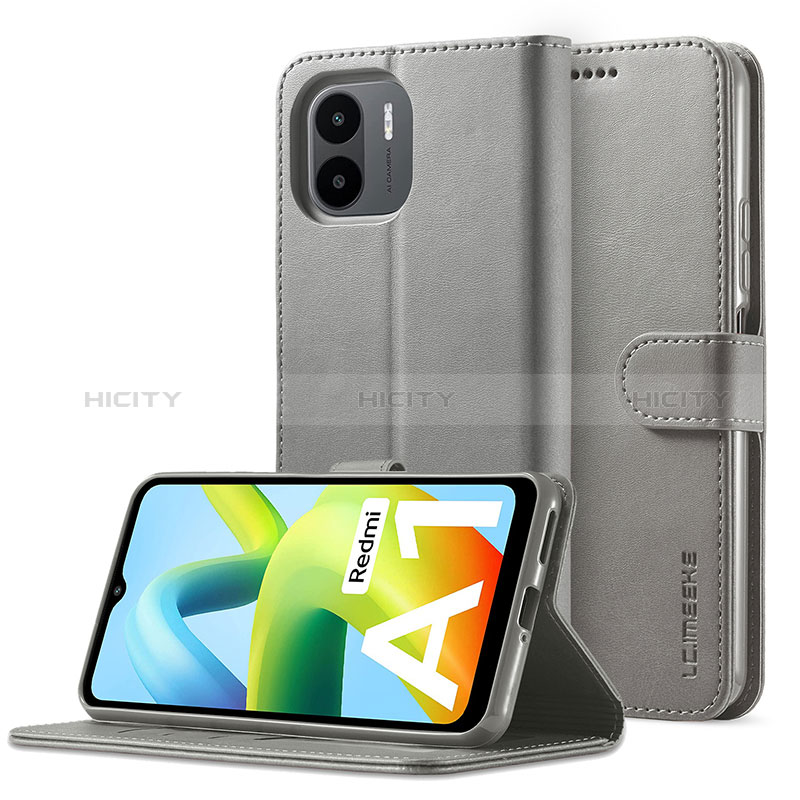 Funda de Cuero Cartera con Soporte Carcasa LC2 para Xiaomi Poco C51 Gris