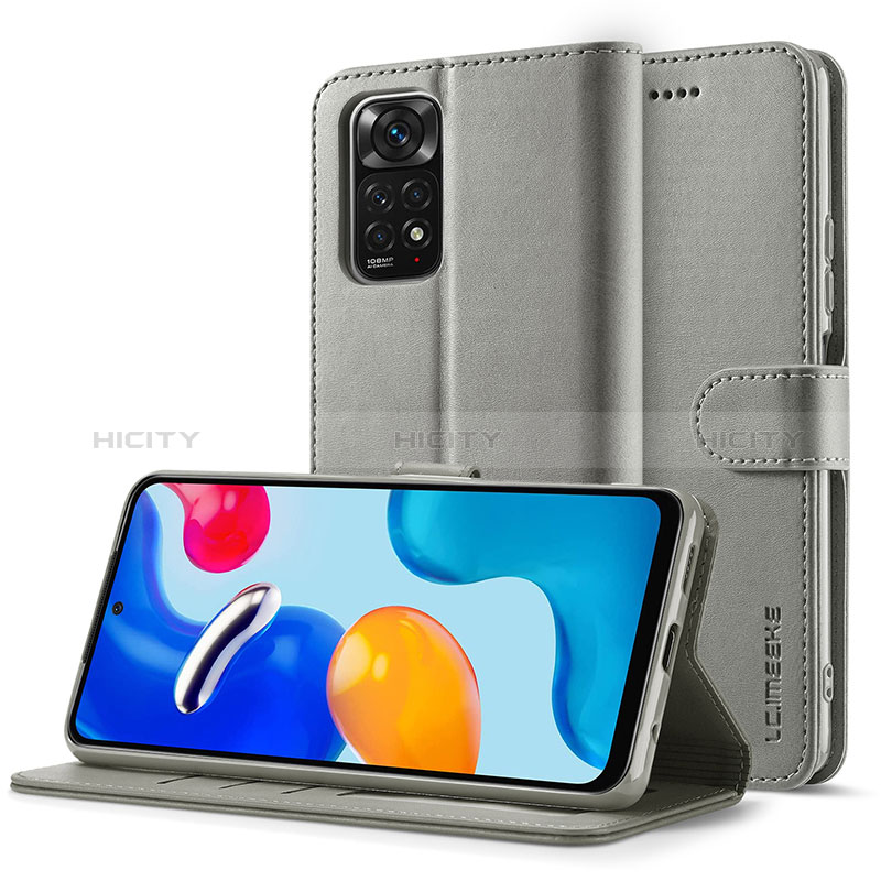 Funda de Cuero Cartera con Soporte Carcasa LC2 para Xiaomi Redmi Note 11 Pro 4G Gris