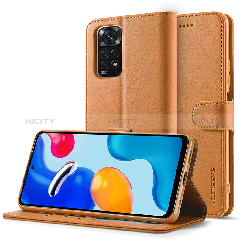 Funda de Cuero Cartera con Soporte Carcasa LC2 para Xiaomi Redmi Note 11 Pro 4G Marron Claro