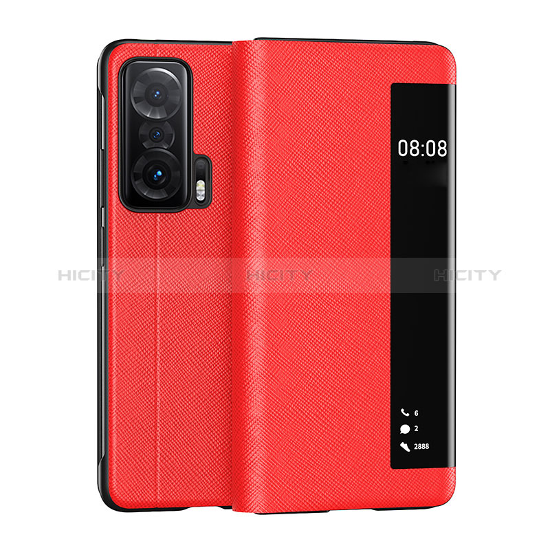 Funda de Cuero Cartera con Soporte Carcasa LF2 para Huawei Honor Magic V 5G Rojo