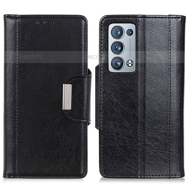 Funda de Cuero Cartera con Soporte Carcasa M01L para Oppo Reno6 Pro+ Plus 5G Negro