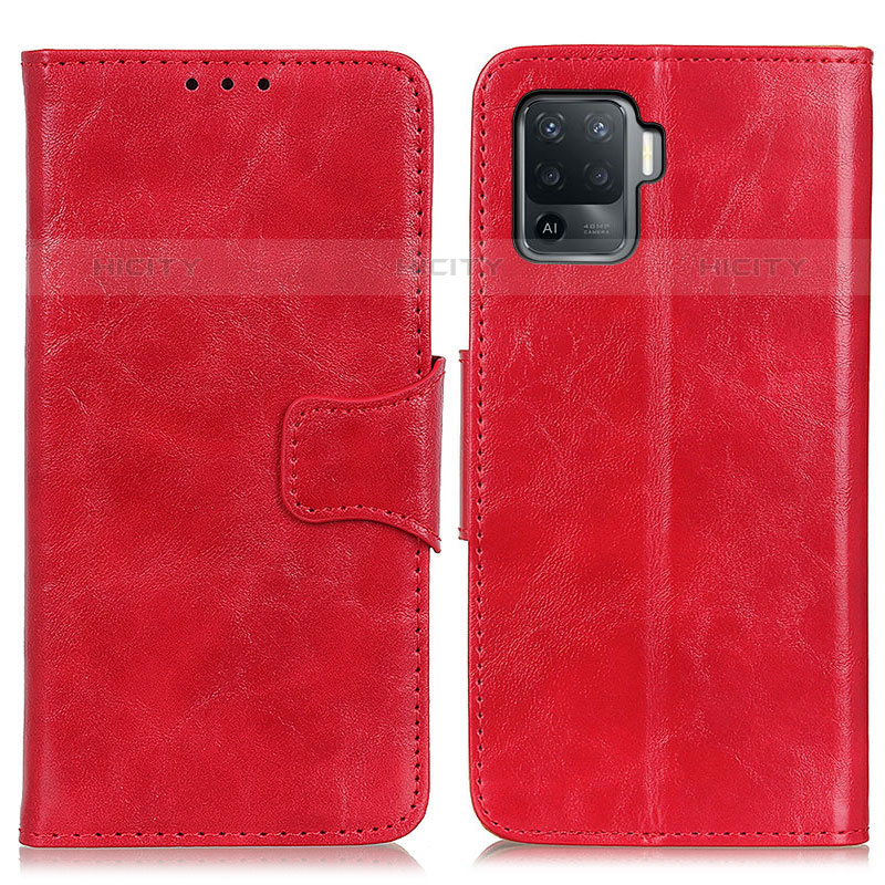 Funda de Cuero Cartera con Soporte Carcasa M02L para Oppo Reno5 F Rojo