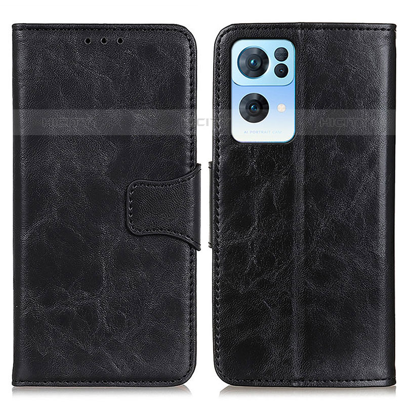 Funda de Cuero Cartera con Soporte Carcasa M02L para Oppo Reno7 Pro 5G Negro