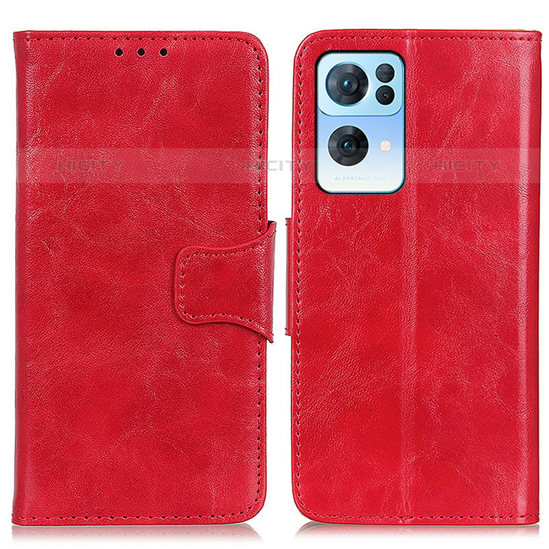 Funda de Cuero Cartera con Soporte Carcasa M02L para Oppo Reno7 Pro 5G Rojo