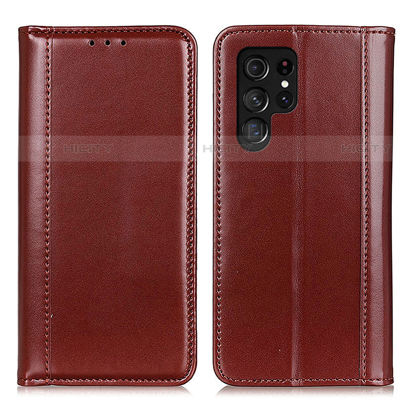 Funda de Cuero Cartera con Soporte Carcasa M02L para Samsung Galaxy S23 Ultra 5G Marron