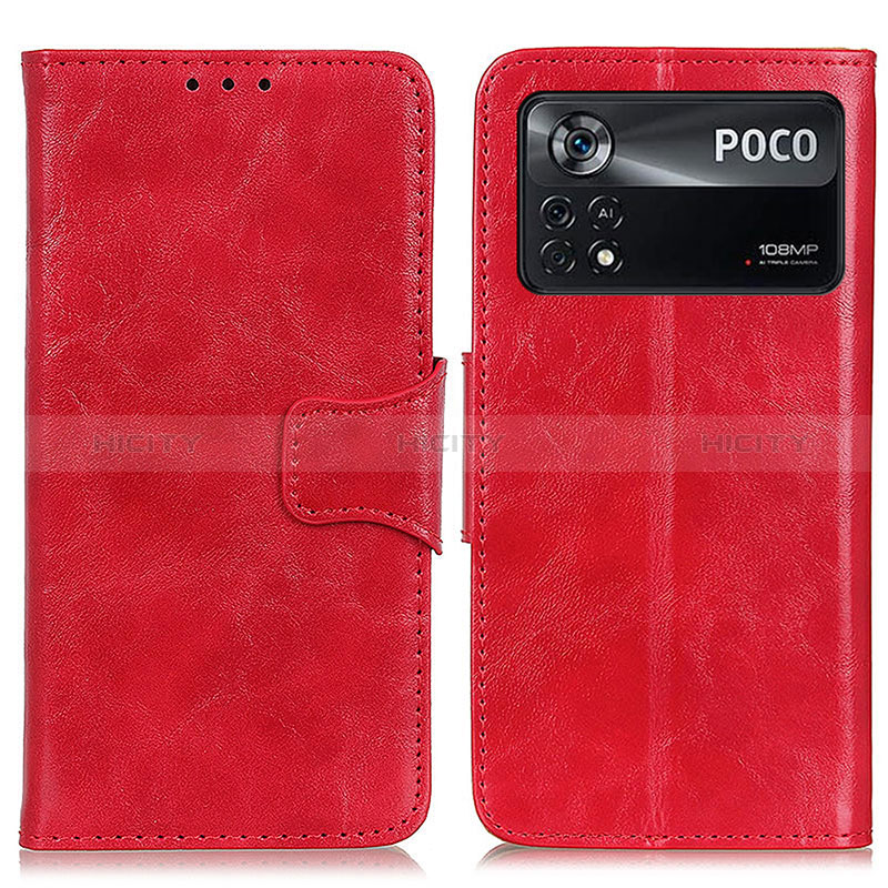 Funda de Cuero Cartera con Soporte Carcasa M02L para Xiaomi Poco X4 Pro 5G Rojo