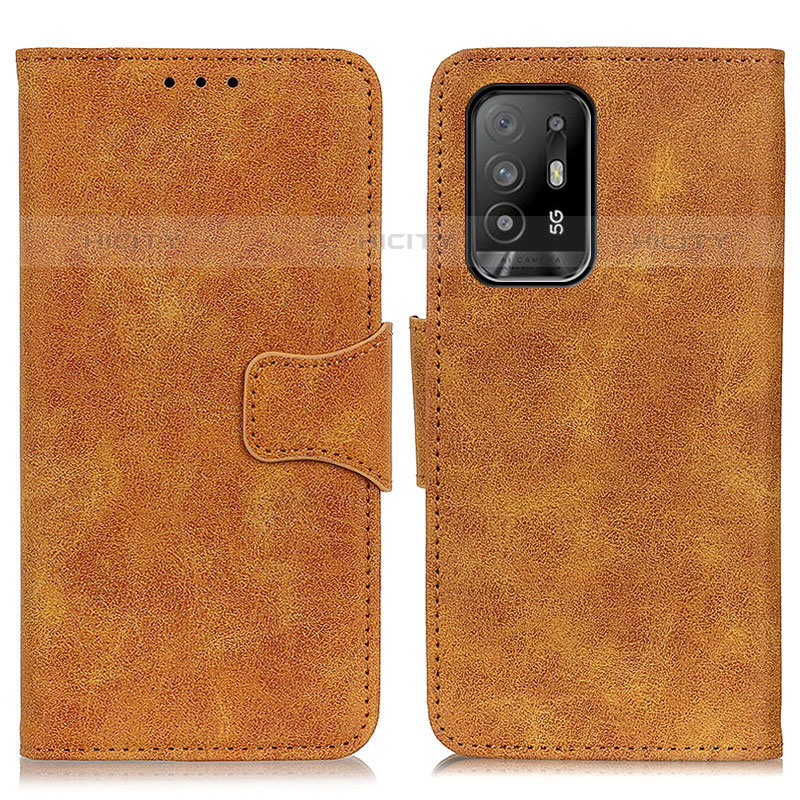 Funda de Cuero Cartera con Soporte Carcasa M03L para Oppo A95 5G Caqui