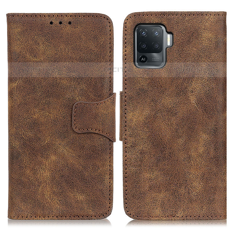 Funda de Cuero Cartera con Soporte Carcasa M03L para Oppo Reno5 F Marron