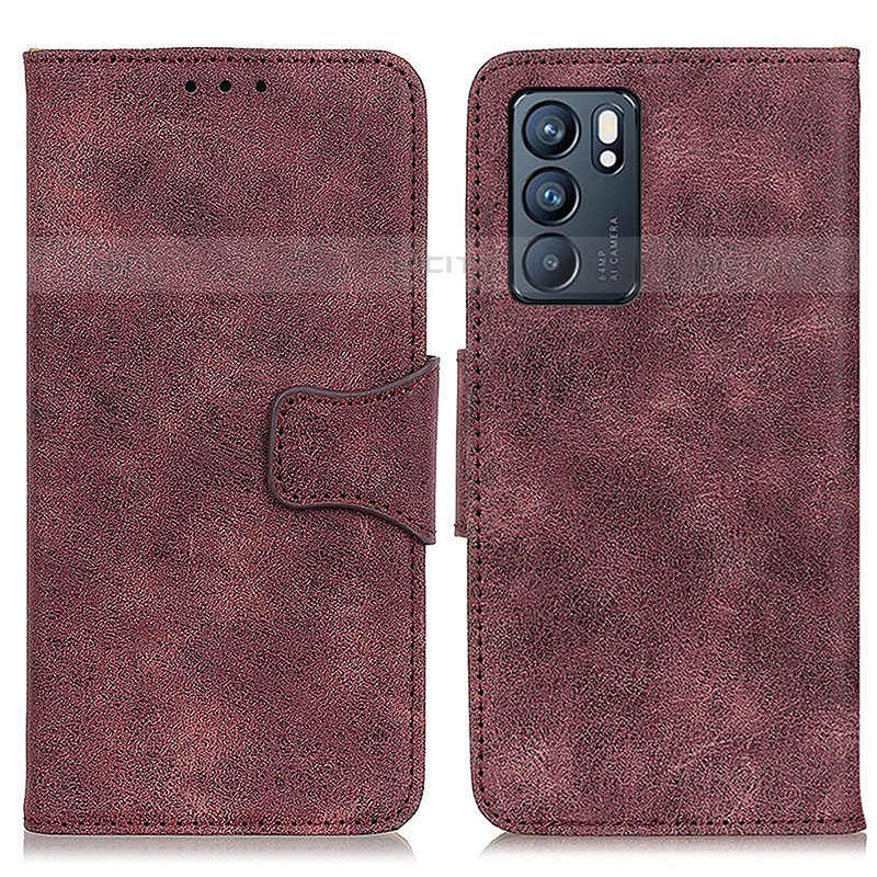 Funda de Cuero Cartera con Soporte Carcasa M03L para Oppo Reno6 5G Morado