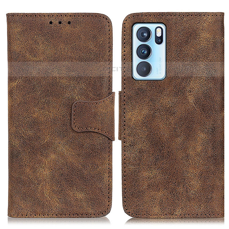 Funda de Cuero Cartera con Soporte Carcasa M03L para Oppo Reno6 Pro 5G India Marron