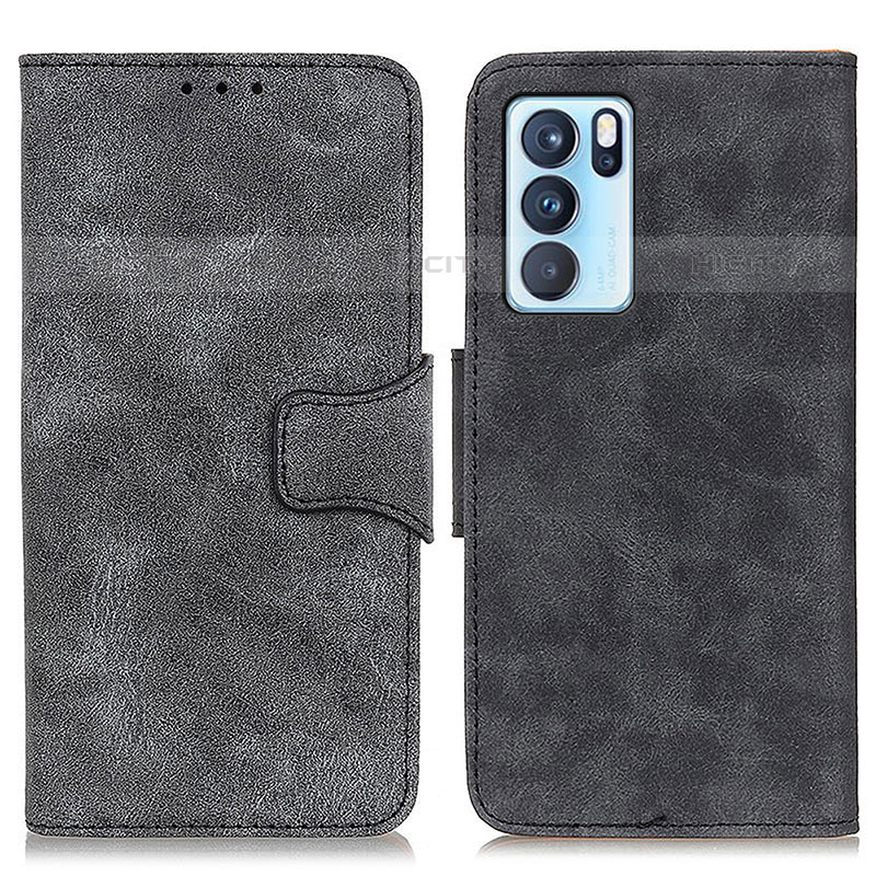 Funda de Cuero Cartera con Soporte Carcasa M03L para Oppo Reno6 Pro 5G India Negro