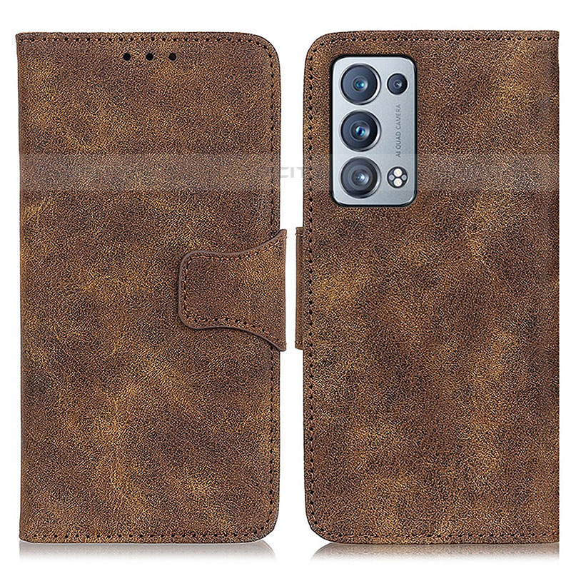 Funda de Cuero Cartera con Soporte Carcasa M03L para Oppo Reno6 Pro 5G Marron