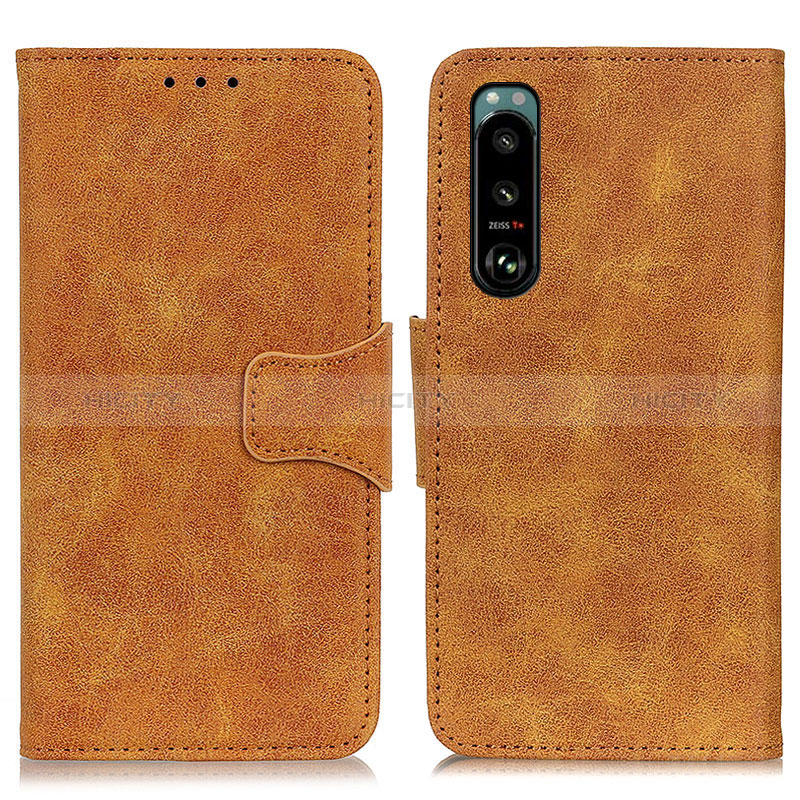 Funda de Cuero Cartera con Soporte Carcasa M03L para Sony Xperia 5 III Caqui