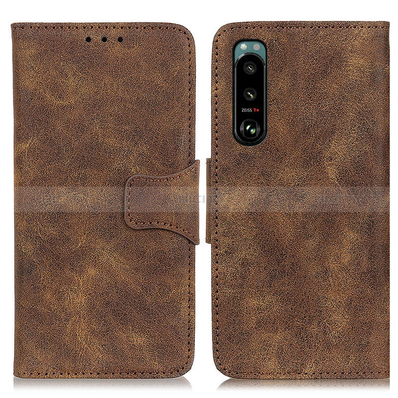 Funda de Cuero Cartera con Soporte Carcasa M03L para Sony Xperia 5 III Marron