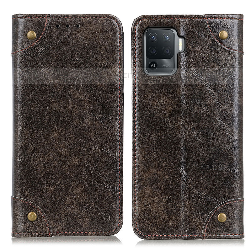 Funda de Cuero Cartera con Soporte Carcasa M04L para Oppo Reno5 Lite Bronze