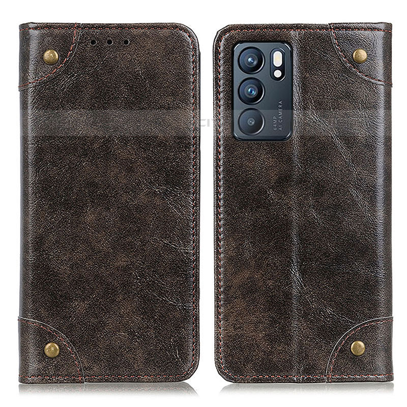 Funda de Cuero Cartera con Soporte Carcasa M04L para Oppo Reno6 5G Bronze