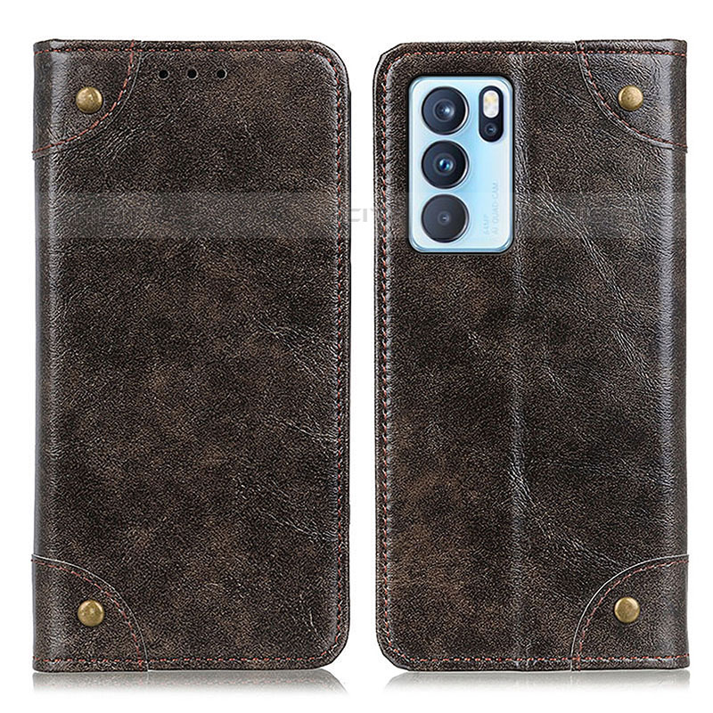 Funda de Cuero Cartera con Soporte Carcasa M04L para Oppo Reno6 Pro 5G India Bronze