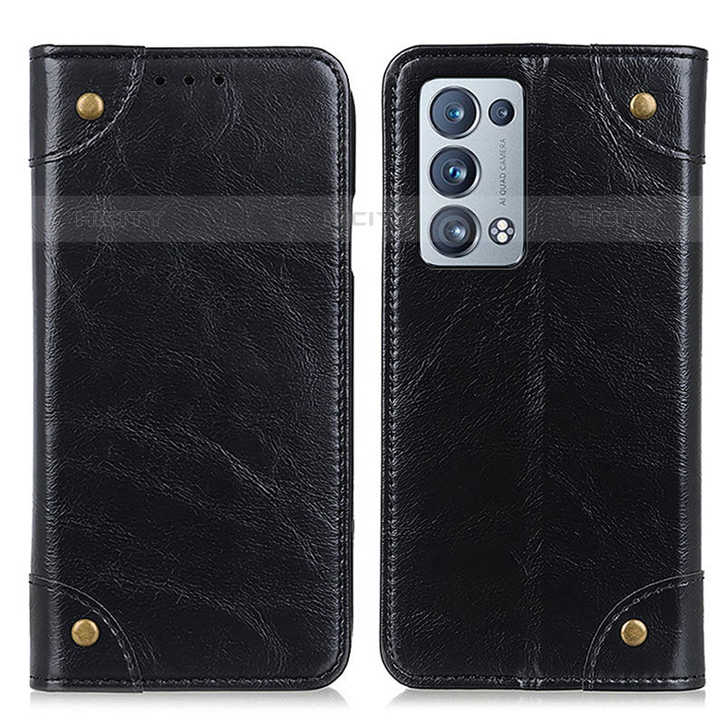 Funda de Cuero Cartera con Soporte Carcasa M04L para Oppo Reno6 Pro 5G Negro