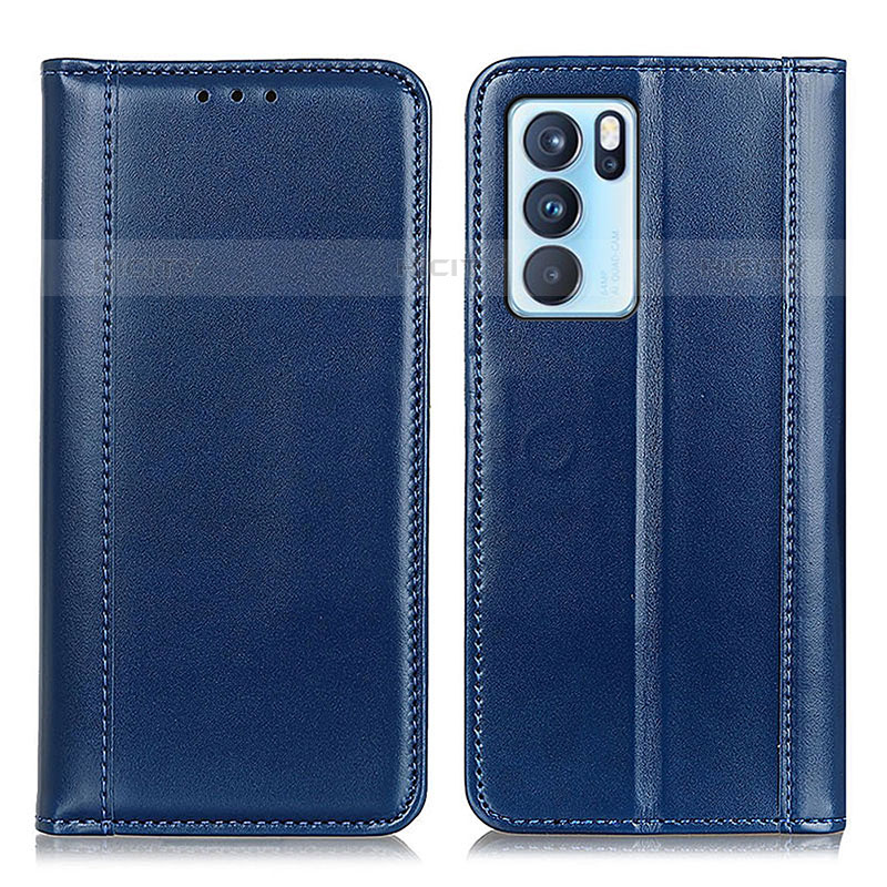 Funda de Cuero Cartera con Soporte Carcasa M05L para Oppo Reno6 Pro 5G India Azul