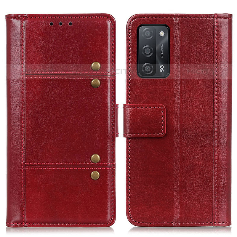 Funda de Cuero Cartera con Soporte Carcasa M06L para Oppo A53s 5G Rojo