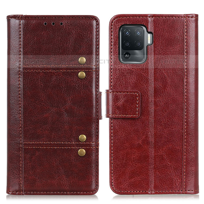 Funda de Cuero Cartera con Soporte Carcasa M06L para Oppo Reno5 Lite Marron