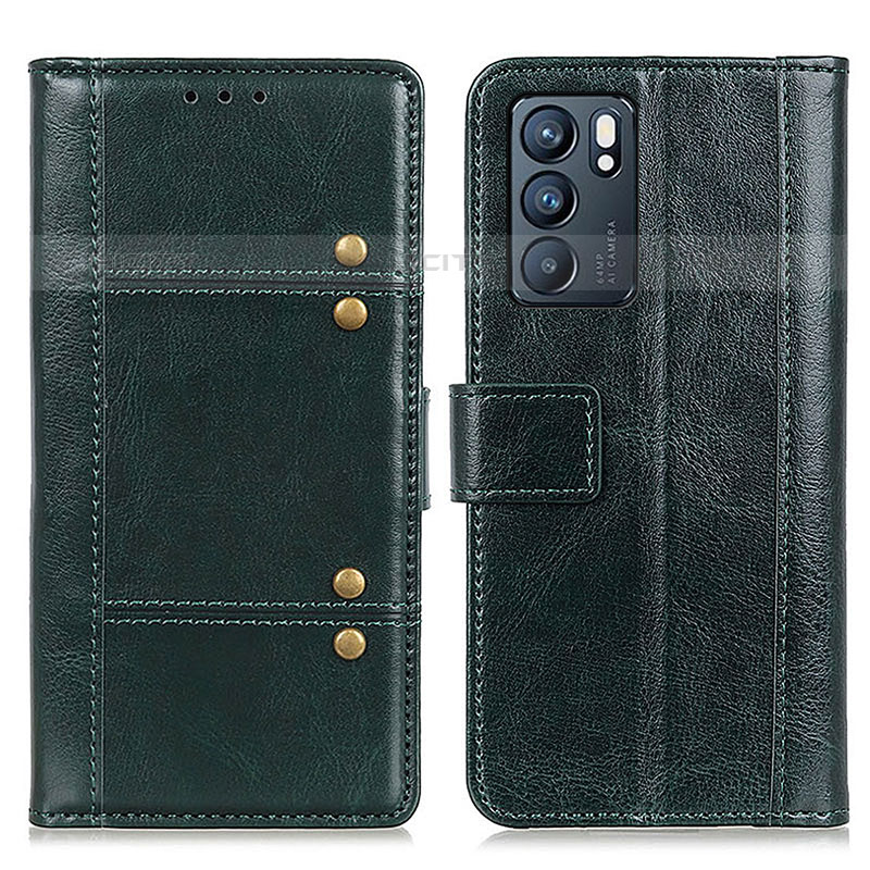 Funda de Cuero Cartera con Soporte Carcasa M06L para Oppo Reno6 5G Verde