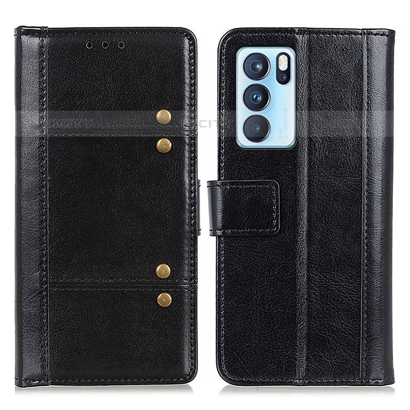 Funda de Cuero Cartera con Soporte Carcasa M06L para Oppo Reno6 Pro 5G India Negro