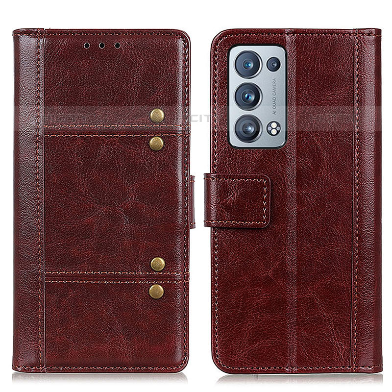 Funda de Cuero Cartera con Soporte Carcasa M06L para Oppo Reno6 Pro+ Plus 5G Marron