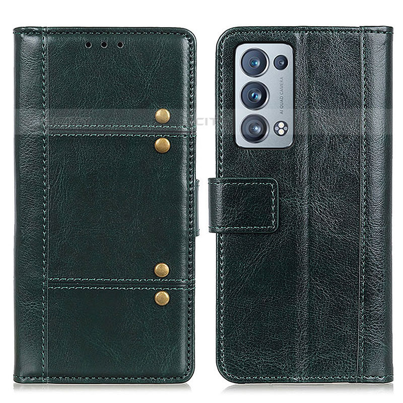 Funda de Cuero Cartera con Soporte Carcasa M06L para Oppo Reno6 Pro+ Plus 5G Verde