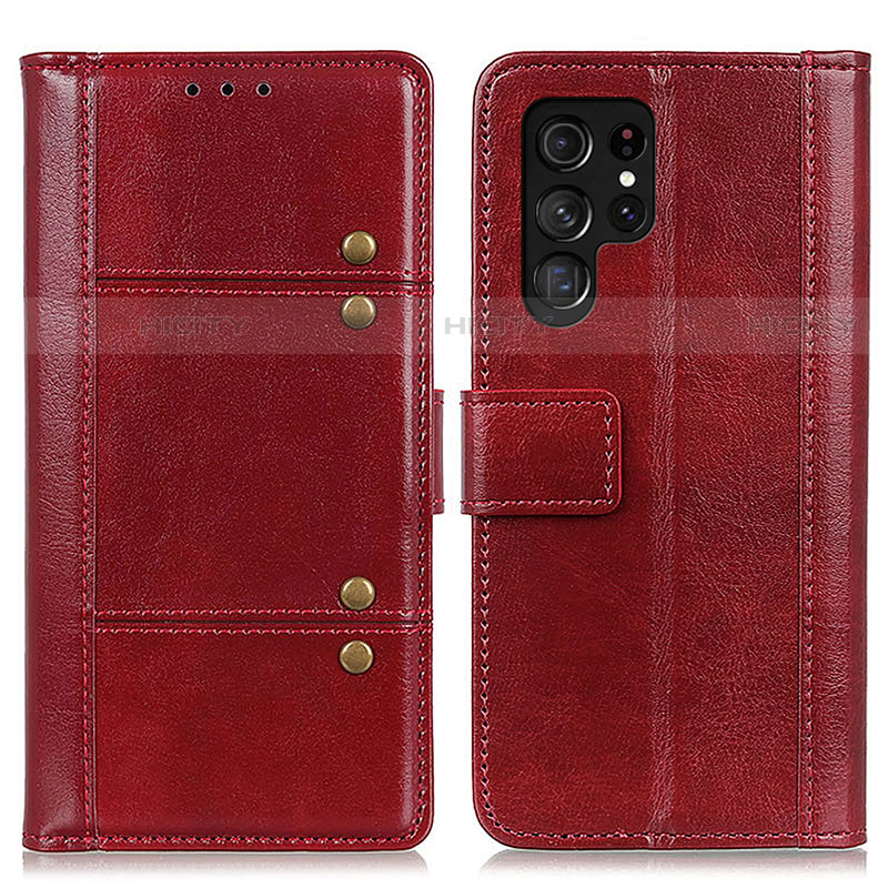 Funda de Cuero Cartera con Soporte Carcasa M06L para Samsung Galaxy S23 Ultra 5G Rojo