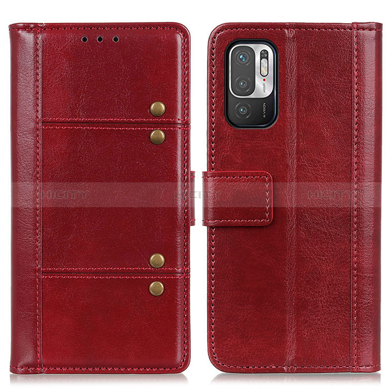 Funda de Cuero Cartera con Soporte Carcasa M06L para Xiaomi Redmi Note 10 5G Rojo