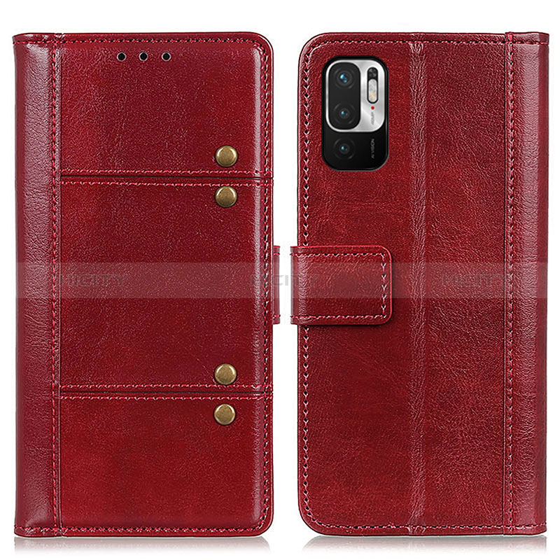 Funda de Cuero Cartera con Soporte Carcasa M06L para Xiaomi Redmi Note 10 JE 5G Rojo