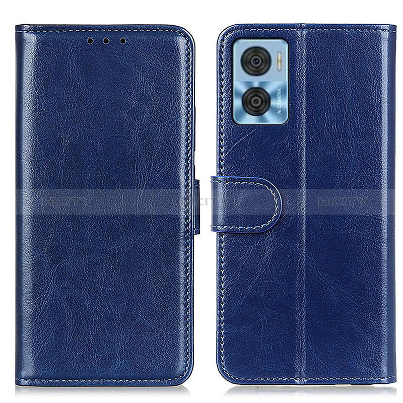 Funda de Cuero Cartera con Soporte Carcasa M07L para Motorola Moto E22 Azul