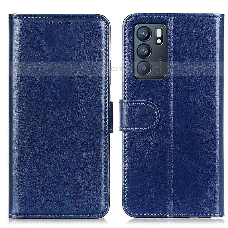 Funda de Cuero Cartera con Soporte Carcasa M07L para Oppo Reno6 5G Azul