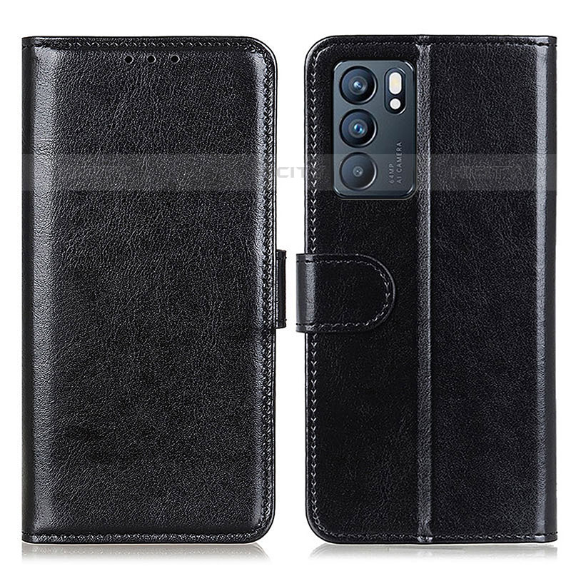 Funda de Cuero Cartera con Soporte Carcasa M07L para Oppo Reno6 5G Negro