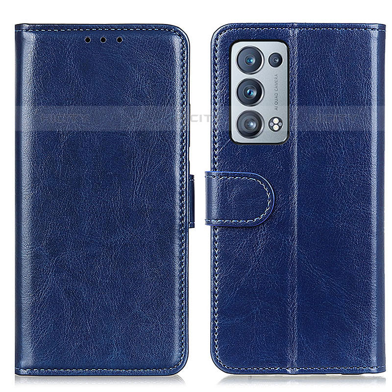 Funda de Cuero Cartera con Soporte Carcasa M07L para Oppo Reno6 Pro 5G Azul