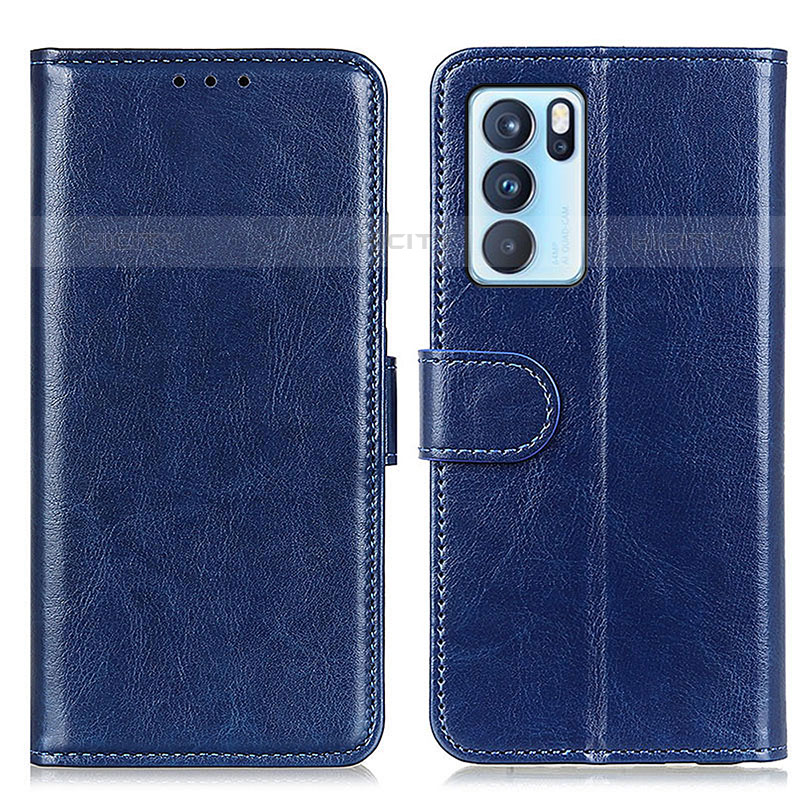 Funda de Cuero Cartera con Soporte Carcasa M07L para Oppo Reno6 Pro 5G India Azul