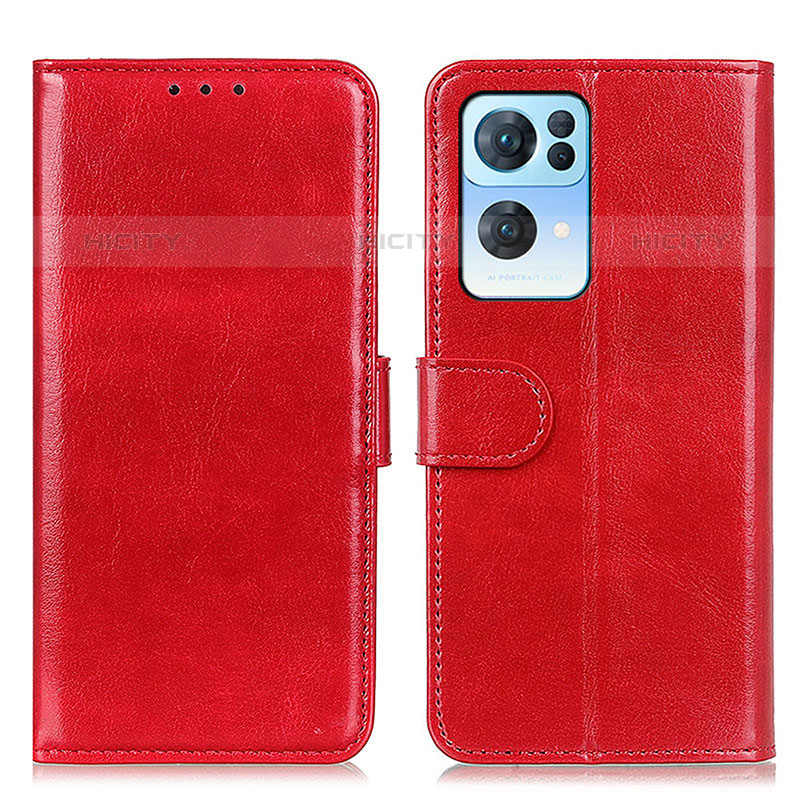 Funda de Cuero Cartera con Soporte Carcasa M07L para Oppo Reno7 Pro 5G Rojo