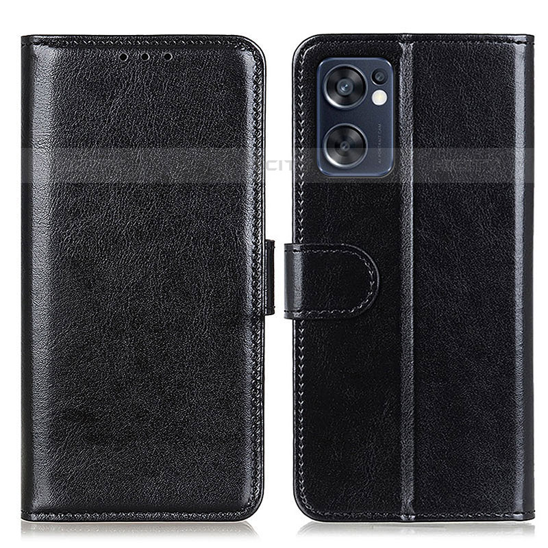 Funda de Cuero Cartera con Soporte Carcasa M07L para Oppo Reno7 SE 5G Negro