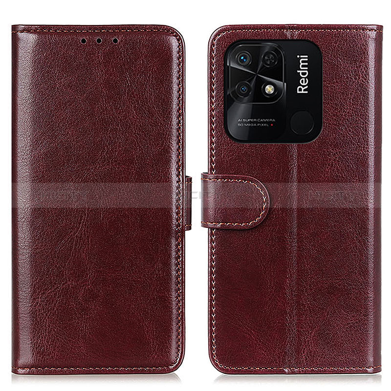 Funda de Cuero Cartera con Soporte Carcasa M07L para Xiaomi Redmi 10 India Marron