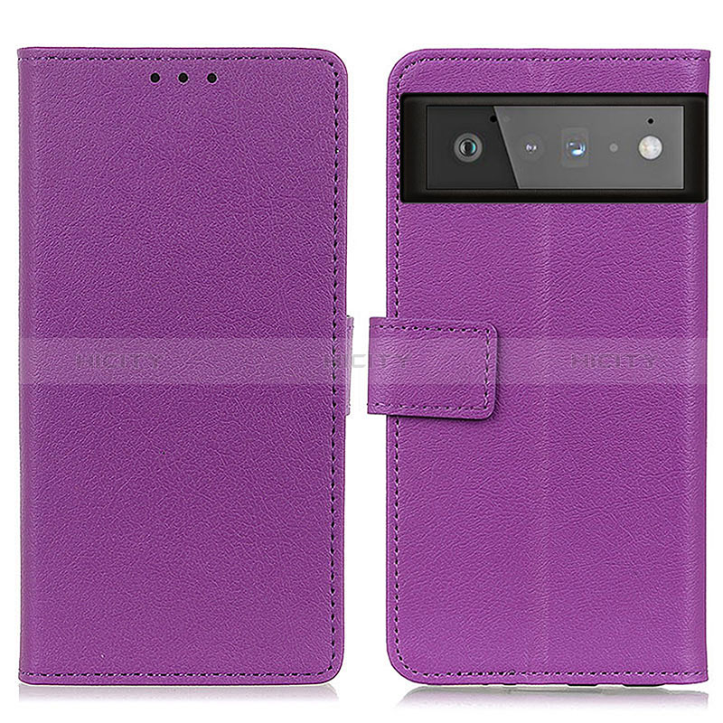 Funda de Cuero Cartera con Soporte Carcasa M08L para Google Pixel 6 5G Morado