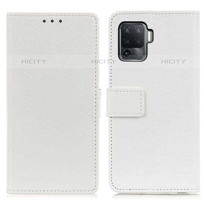 Funda de Cuero Cartera con Soporte Carcasa M08L para Oppo Reno5 F Blanco