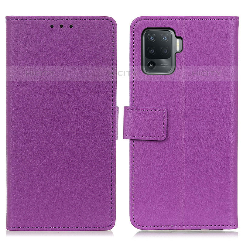 Funda de Cuero Cartera con Soporte Carcasa M08L para Oppo Reno5 F Morado