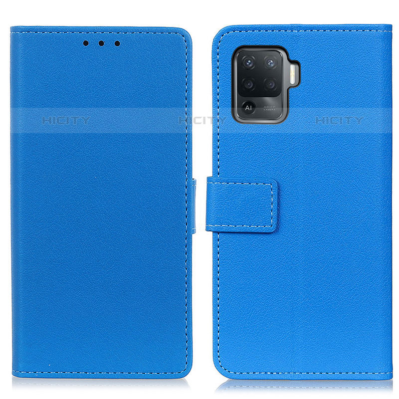 Funda de Cuero Cartera con Soporte Carcasa M08L para Oppo Reno5 Lite Azul