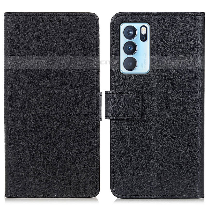 Funda de Cuero Cartera con Soporte Carcasa M08L para Oppo Reno6 Pro 5G India Negro