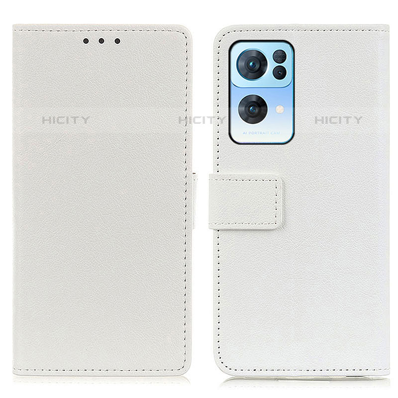 Funda de Cuero Cartera con Soporte Carcasa M08L para Oppo Reno7 Pro 5G Blanco